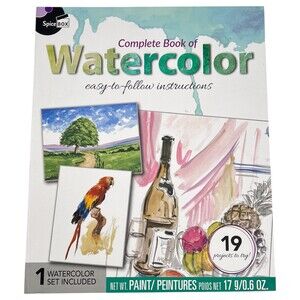 Complete Book Watercolor 12 Paint Kit Art Brush Pad Instruction Lessons New